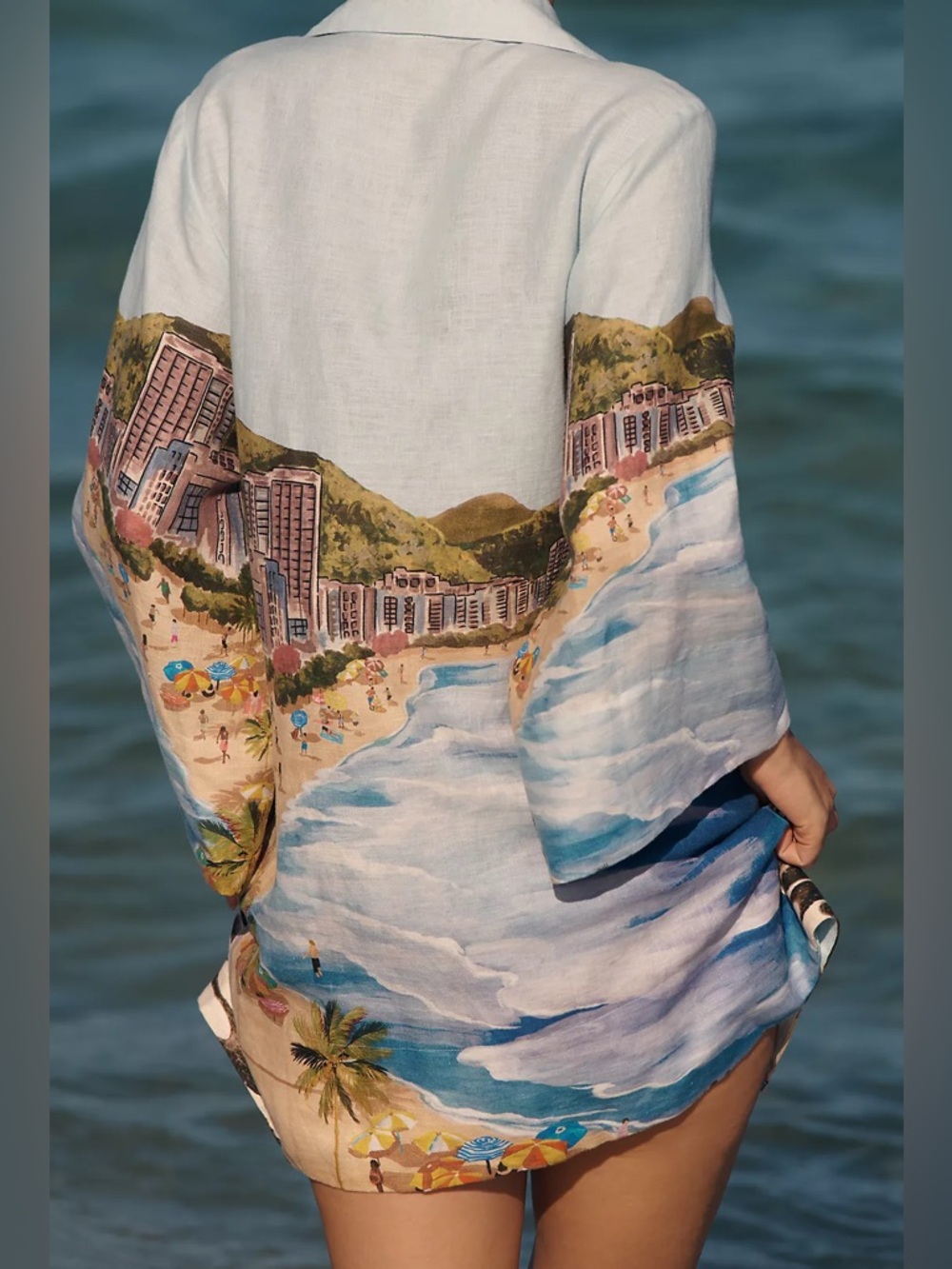 FARM Rio Multicolor Copacabana Beach Long Sleeve Kimono Dress Size Small NWT - Picture 14 of 15